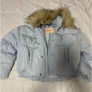 Baby Blue Cropped Puffer Jacket